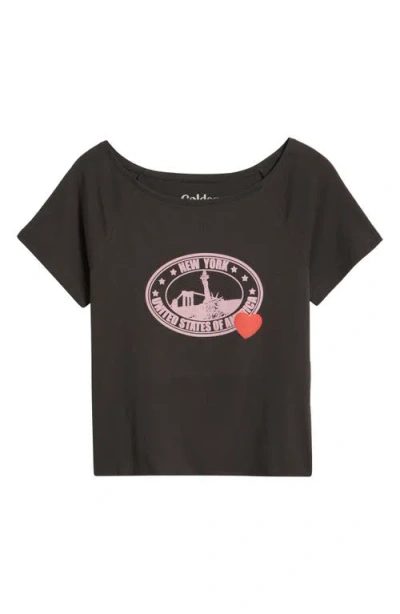 Golden Hour New York Cotton Graphic T-shirt In Pirate Black