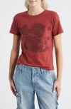 Golden Hour Roses & Stars Graphic T-shirt In Red
