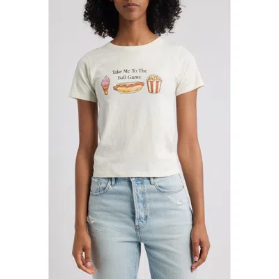 Golden Hour Take Me To The Ball Game Cotton Graphic T-shirt In White