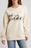 Golden Hour Tis The Season Horses Graphic Sweatshirt In Neutral