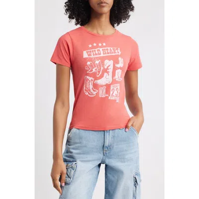 Golden Hour Wild Heart Cotton Graphic T-shirt In Red