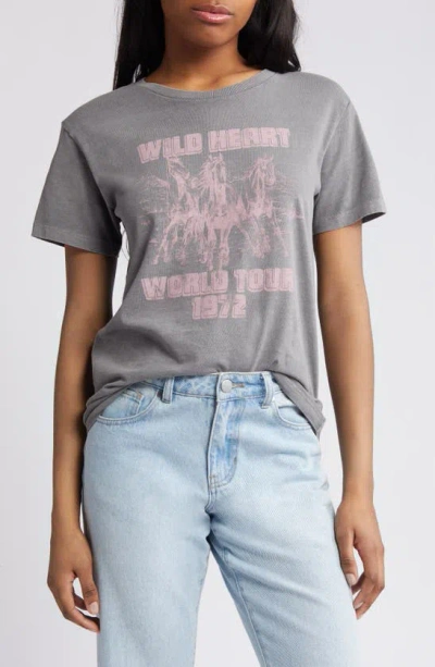 Golden Hour Wild Heart World Tour Cotton Graphic T-shirt In Pink/ Charcoal Grey
