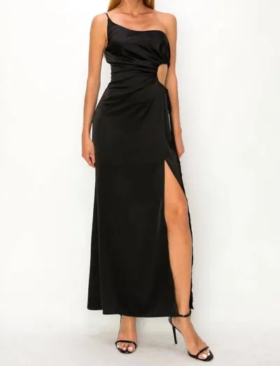 Golden Jenna One Shoulder Cut Out Dress In Black