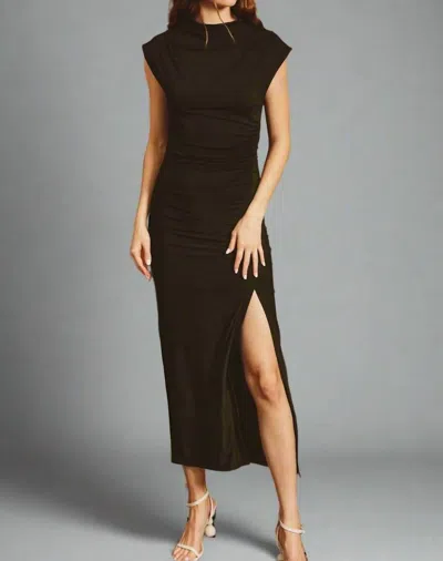 Golden Kat Short Sleeve Midi Dress In Black