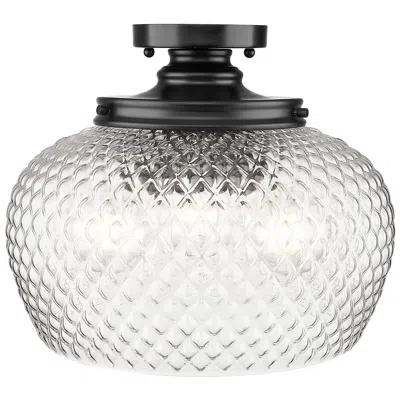 Golden Lighting Adeline 3 Light Semi-flush In Matte Black With Clear Glass Shade