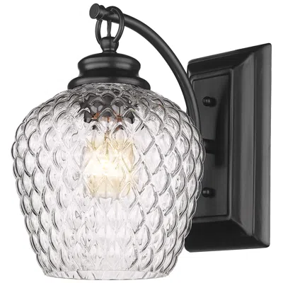 Golden Lighting Adeline 7 1/8" Wide 1-light Matte Black Wall Sconce With Clear Glass