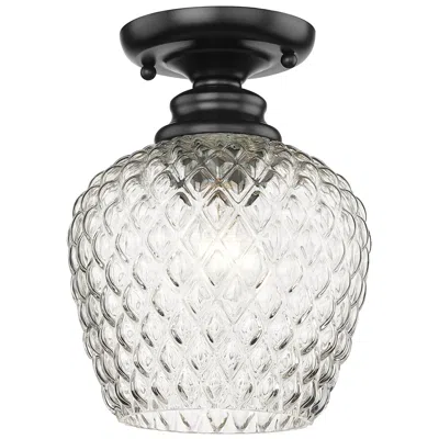 Golden Lighting Adeline 7 1/8" Wide Semi-flush In Matte Black With Clear Glass
