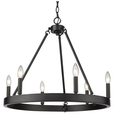 Golden Lighting Alastair 24" Wide Matte Black 6-light Wagon Wheel Chandelier