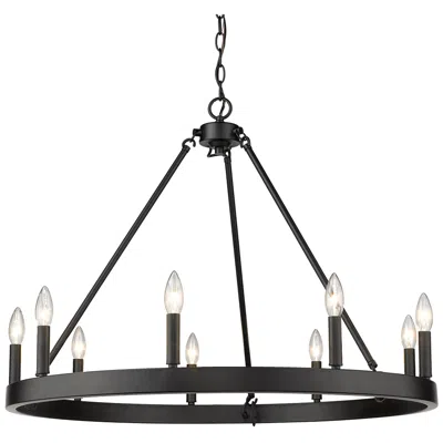 Golden Lighting Alastair 32" Wide Matte Black 9-light Ring-round Chandelier