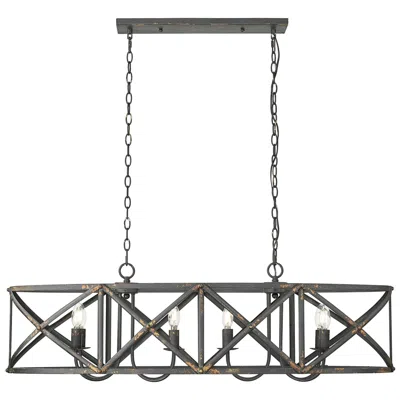 Golden Lighting Alcott Linear Pendant In Antique Black Iron With No Shade