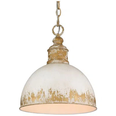 Golden Lighting Alison 12" Vintage Gold Pendant Light With Ivory Shade