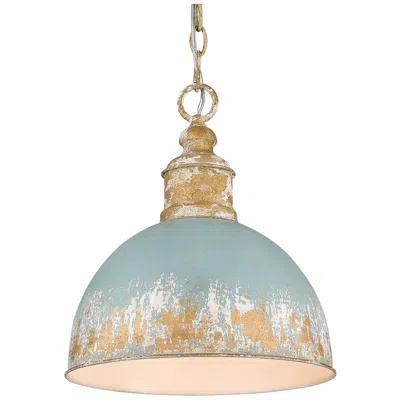 Golden Lighting Alison 12" Wide Teal Gold Dome Pendant Light