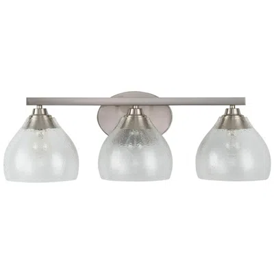 Golden Lighting Ariella 3-light Vanity Light In Pewter With Hammered Clear Glass