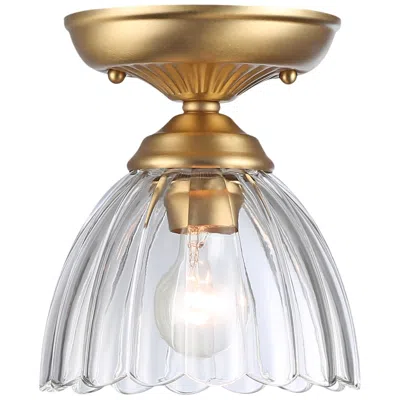 Golden Lighting Audra 1-light Semi-flush In Brushed Champagne Bronze With Clear Glass In Gold