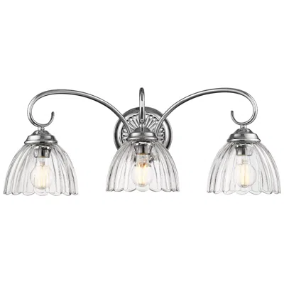 Golden Lighting Audra 3-light Vanity Light In Pewter With Clear Glass