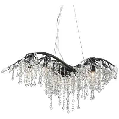 Golden Lighting Autumn Twilight 31" Wide Black Iron And Crystal Chandelier