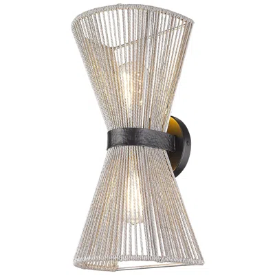 Golden Lighting Avon 16 1/2"h Matte Black Raphia Rope 2-light Wall Sconce