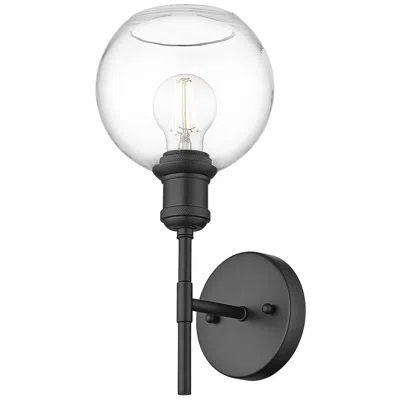 Golden Lighting Axel 1 Light Wall Sconce In Matte Black With Clear Glass Shade