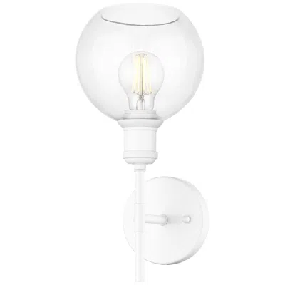 Golden Lighting Axel 1 Light Wall Sconce In Matte White With Clear Glass Globe Shades Shade