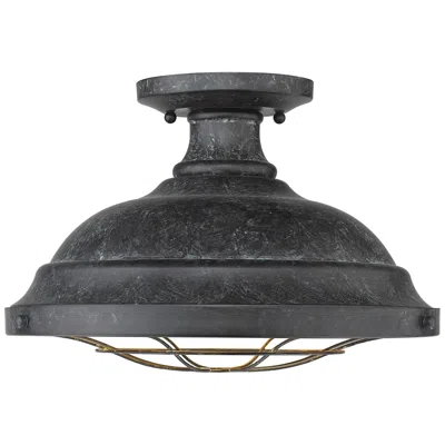 Golden Lighting Bartlett 14" Black Patina Semi-flush Ceiling Light