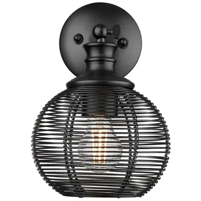 Golden Lighting Calypso 1 Light Wall Sconce In Matte Black With Matte Black Shade