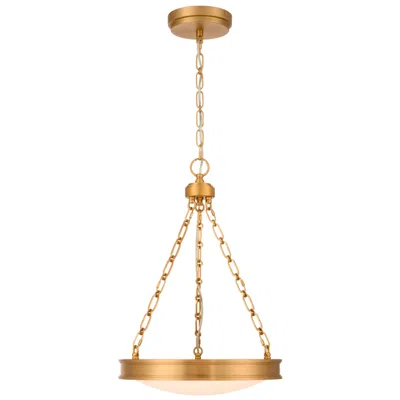 Golden Lighting Cameron Led 17in Pendant In Brushed Champagne Brass With Etched Glass