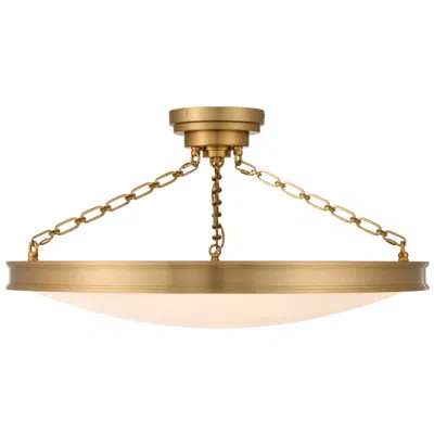 Golden Lighting Cameron Led 30in Semi-flush Mount In Polished Nickel With Etched Glass