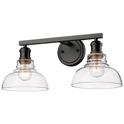 Golden Lighting Carver 19 1/2" Wide Matte Black 2-light Bath Light With Clear Glass