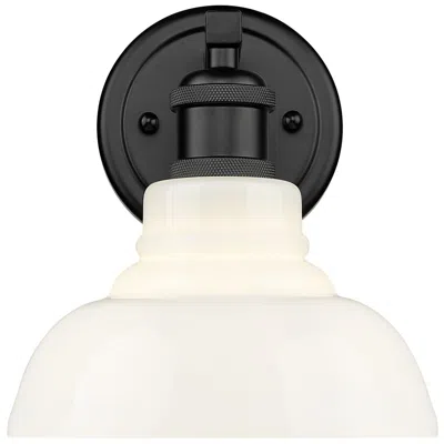 Golden Lighting Carver 1-light Vanity Light In Matte Black With Vintage Milk Glass