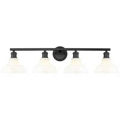 Golden Lighting Carver 36" Matte Black Vintage Milk Glass Bath Light
