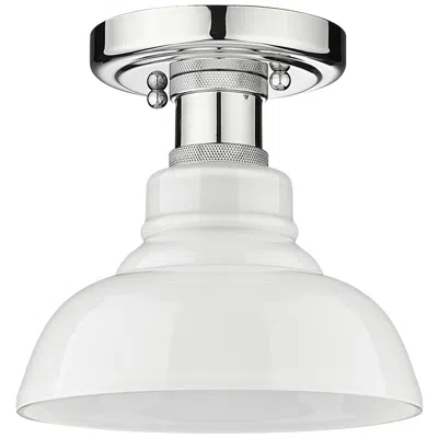 Golden Lighting Carver 7 1/2" Wide Chrome 1-light Flush Mount With Vintage Milk Glass