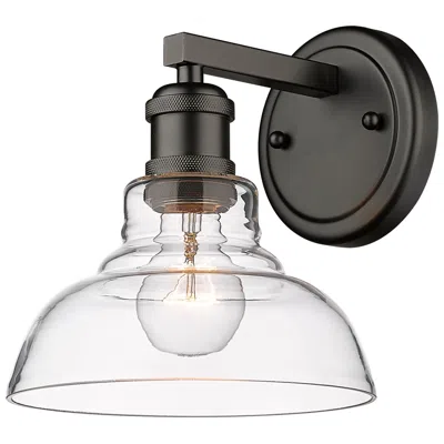 Golden Lighting Carver 7 1/2" Wide Matte Black 1-light Wall Sconce With Clear Glass