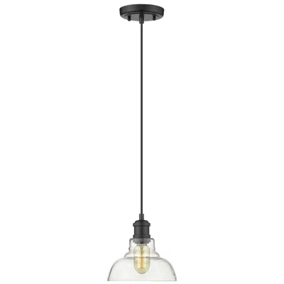 Golden Lighting Carver 7 1/2" Wide Matte Black Mini Pendant With Clear Glass