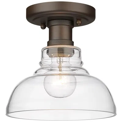 Golden Lighting Carver 7 1/2"w Rubbed Bronze Ceiling Light With Clear Glass