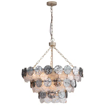 Golden Lighting Cascada 3 Tier - 11 Light Pendant In Silver With Smoke Plated Glass Shade