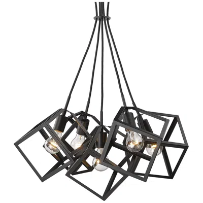 Golden Lighting Cassio 28" Matte Black Metal 5-light Geometric Pendant