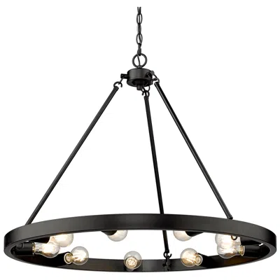 Golden Lighting Castile 32" Wide Matte Black 9-light Ring Chandelier