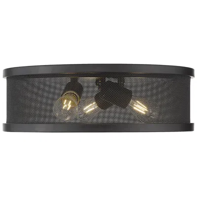 Golden Lighting Channing 15" Wide 3-light Flush Mount In Matte Black With Matte Black