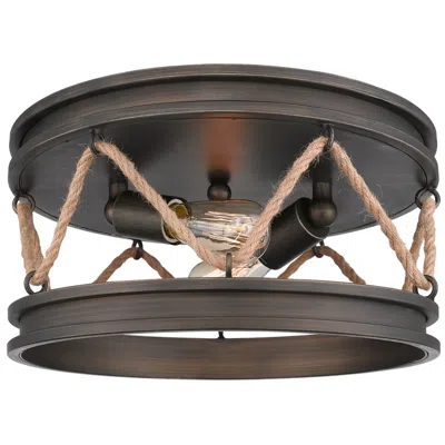 Golden Lighting Chatham 14" Wide Gunmetal Bronze 2-light Ceiling Light