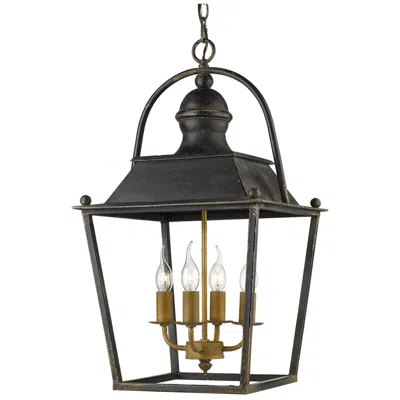 Golden Lighting Christoff 14 3/4" Black Iron 4-light Lantern Pendant