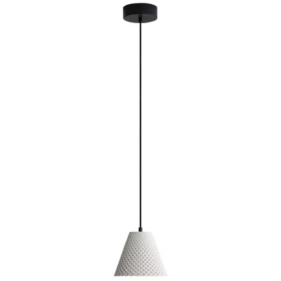 Golden Lighting Clarus 8" Led Pendant In White Sandstone Cement