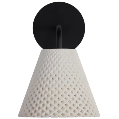 Golden Lighting Clarus Led 8" Wall Sconce - Outdoor In White Sandstone Cement