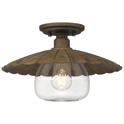 Golden Lighting Clemence 13 3/4" Wide Dark Rust Ceiling Light