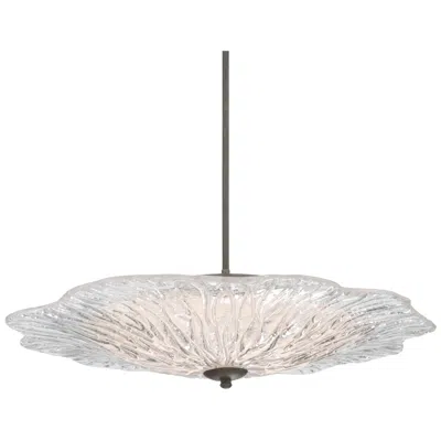 Golden Lighting Coral Bloom Integrated Led 31in Pendant Black Slate W Pressed Clear Glass
