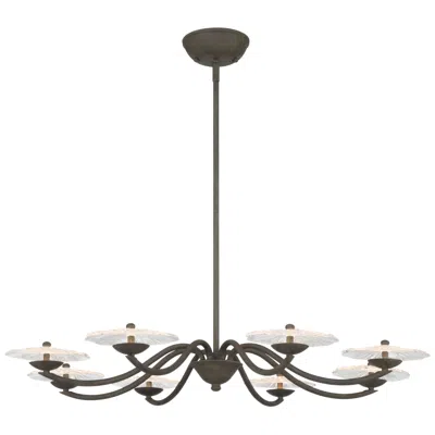 Golden Lighting Coral Bloom Led 31in Chandelier In Black Slate With Pressed Clear Glass