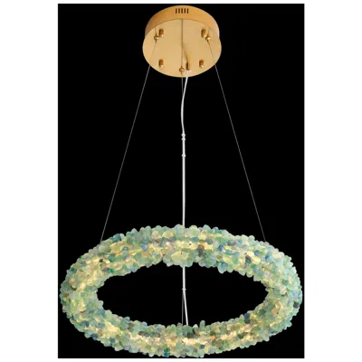 Golden Lighting Corallo 30" Led Chandelier In Turquoise
