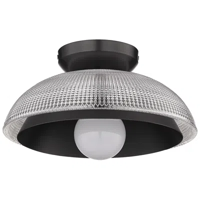 Golden Lighting Crawford 11.75" Wide 1-light Matte Black Flush Mount With Retro Prism