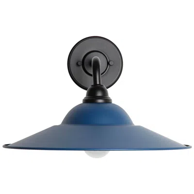 Golden Lighting Croma Led 15" Wall Sconce - Outdoor In Matte Black With Matte Blue Shade
