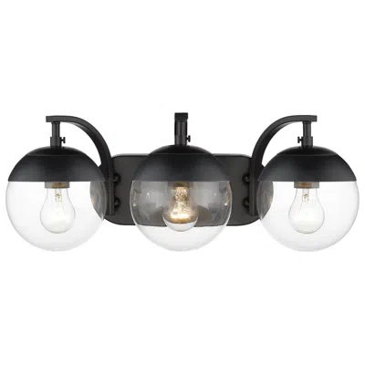 Golden Lighting Dixon 21" Wide Matte Black 3-light Bath Light With Clear Glass
