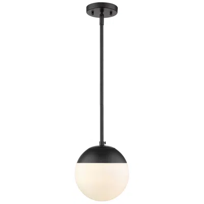 Golden Lighting Dixon 7 3/4" Wide Matte Black 1-light Mini Pendant With Opal Glass